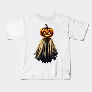 Vintage halloween pumpkin with cloak Kids T-Shirt